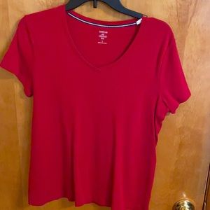 Woman’s red top